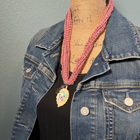 Handmade Crochet Butterfly Pendant Necklace Cottagecore - Picture 5 of 13